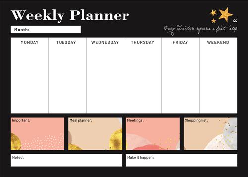 Erik Planning da Tavolo Glitter Gold A3, con planner settimanale e 54 fogli  a strappo, agenda