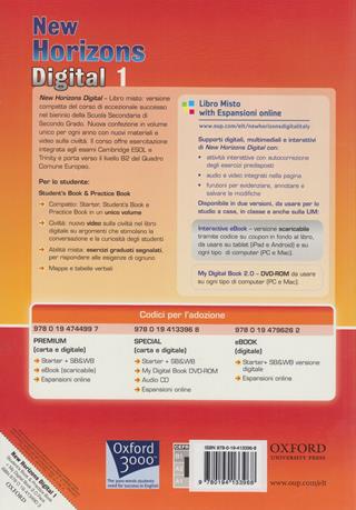 New horizons digital. Student's book-Workbook-Mydigitalbook 2.0. Con CD-ROM. Con espansione online. Vol. 1  - Libro Oxford University Press 2012 | Libraccio.it