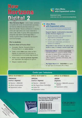 New horizons digital. Student's book-Workbook-Mydigitalbook 2.0. Con CD-ROM. Vol. 2  - Libro Oxford University Press 2012 | Libraccio.it