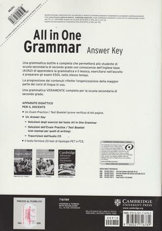 All in one. Grammar. Answer key. - Luoise Hashemi, Barbara Thomas - Libro Cambridge 2008 | Libraccio.it