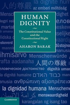 Human Dignity - Aharon Barak - Libro Cambridge University Press | Libraccio.it