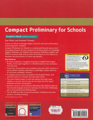 Compact preliminary for schools. Student's book. Without answers. Con CD Audio. Con espansione online - Sue Elliot, Amanda Thomas - Libro Cambridge 2013 | Libraccio.it