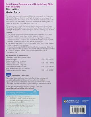 Developing summary and note-taking skills. With answers. Per le Scuole superiori. - Marian Barry - Libro Cambridge 2018 | Libraccio.it