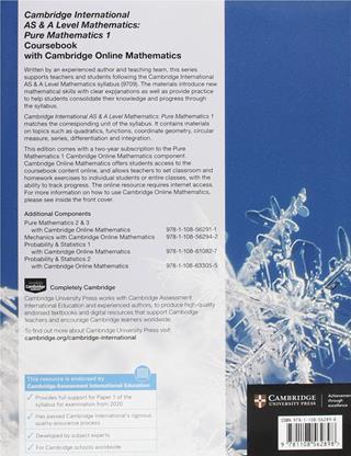 Cambridge international AS and A level mathematics. Pure mathematics. Coursebook. Con espansione online. Vol. 1  - Libro Cambridge 2019 | Libraccio.it