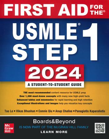 First aid for the USMLE. Step 1. 2024 - Le Tao, Vikas Bhushan, Connie Qiu - Libro McGraw-Hill Education 2024, Medicina | Libraccio.it
