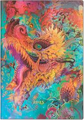 Agenda Paperblanks, 2025 Drago Infuocato, 12 Mesi Flexis, orizzontale, Midi, 12 x 17,5 cm