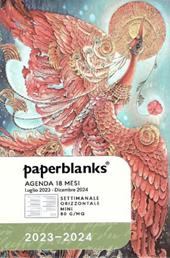Agenda Paperblanks 2023-2024, 18 mesi, Mini, Orizzontale, Uccelli della Felicit&#224;, Uccello di Fuoco - 9,5 x 14 cm