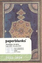 Agenda Paperblanks 2023-2024, 18 mesi, Mini, Orizzontale, Arte della Rilegatura Safavita, Indaco Safavita - 9,5 x 14 cm