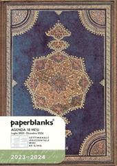 Agenda Paperblanks 2023-2024, 18 mesi, Midi, Orizzontale, Arte della Rilegatura Safavita, Indaco Safavita - 13 x 18 cm