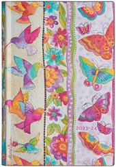 Agenda Paperblanks 2023-2024, 13 mesi Flexis, Mini, giornaliera, Creazioni Giocose, Farfalle e Colibr&#236; - 9,5 x 14 cm