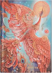 Agenda Paperblanks 2023-2024, 13 mesi Flexis, Midi, giornaliera, Uccelli della Felicit&#224;, Uccello di Fuoco - 12,5 x 17,5 cm