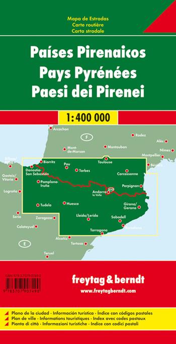 Paesi dei Pirenei 1:400.000  - Libro Freytag & Berndt 2011, Auto karte | Libraccio.it