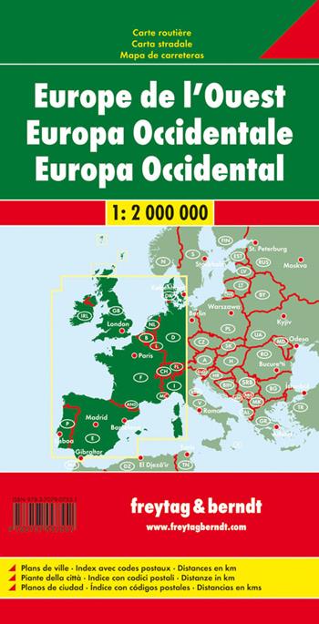 Europa occidentale 1:2.000.000  - Libro Freytag & Berndt 2015, Auto karte | Libraccio.it