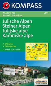 Carta escursionistica e stradale n. 2801. Slovenia. Julische Alpen Steiner Alpen 1:75:000. Adatto a GPS. Digital map. DVD-ROM