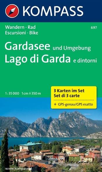Carta escursionistica n. 697. Lago di Garda e dintorni 1:35.000. Adatto a GPS. Digital map. DVD-ROM  - Libro Kompass 2012 | Libraccio.it