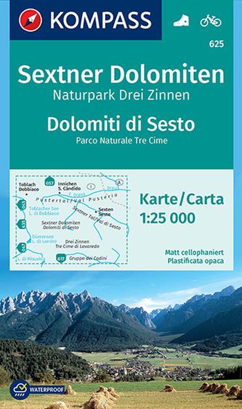 Carta escursionistica n. 625. Dolomiti di Sesto-Sextner Dolomiten 1.25:000. Ediz. bilingue  - Libro Kompass 2012 | Libraccio.it