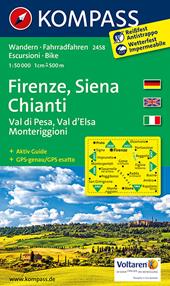 Carta escursionistica n. 2458. Firenze, Siena, Chianti, Val di Pesa, Val d'Elsa, Monteriggioni 1:50.000. Ediz. multilingue