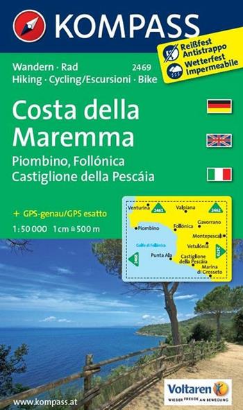 Carta escursionsitica n. 2469. Costa della Maremma. Adatto a GPS. Digital map. DVD-ROM  - Libro Kompass 2012 | Libraccio.it