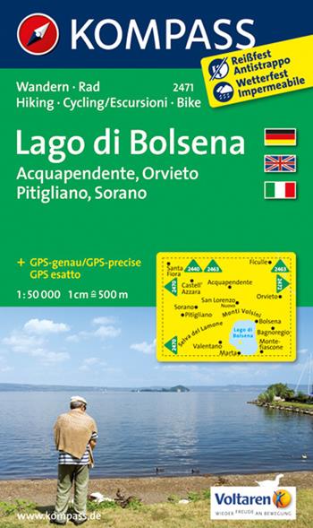 Carta escursionistica n. 2471. Lago di Bolsena 1:50.000  - Libro Kompass 2012 | Libraccio.it