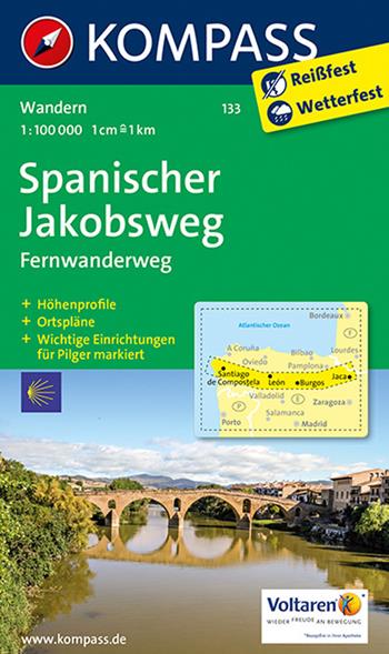 Carta escursionistica n. 133. Cammino di Santiago tratto spagnolo-Spanischer Jakobsweg 1:100.000. Ediz. bilingue  - Libro Kompass 2016 | Libraccio.it