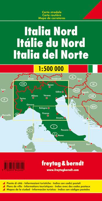 ITALIA DEL NORD 1:500.000 n.e.  - Libro Freytag & Berndt 2010, Auto karte | Libraccio.it