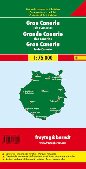 Gran Canaria 1:75.000  - Libro Freytag & Berndt 2009, Auto karte | Libraccio.it