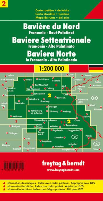 Baviera centro nord 1:200.000  - Libro Freytag & Berndt 2010, Auto karte | Libraccio.it