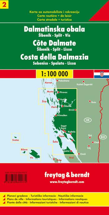 Costa Dalmata 2 1:100.000  - Libro Freytag & Berndt 2009, Auto karte | Libraccio.it