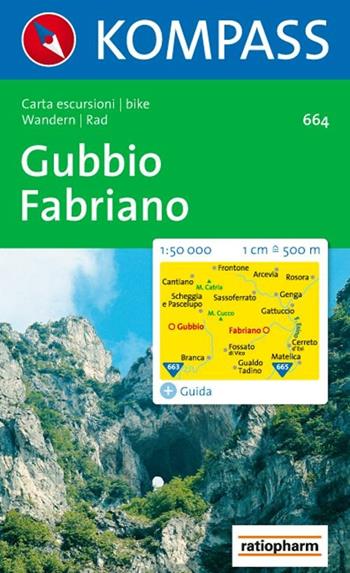 Carta escursionistica n. 664. Toscana, Umbria, Abruzzi. Gubbio, Fabriano 1:50.000  - Libro Kompass 2014 | Libraccio.it