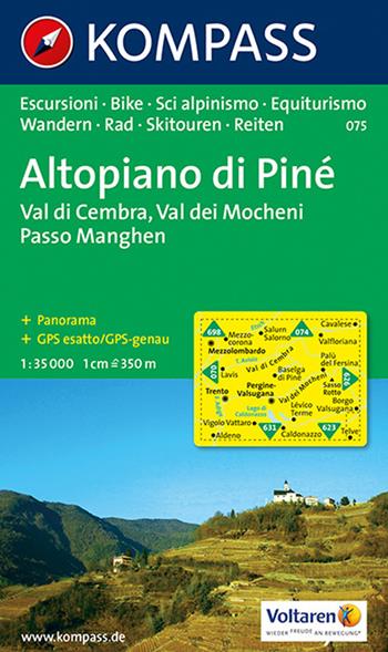 Carta escursionistica n. 075. Trentino, Veneto. Altopiano di Piné, Val dei Mocheni 1:35.000  - Libro Kompass 2013 | Libraccio.it