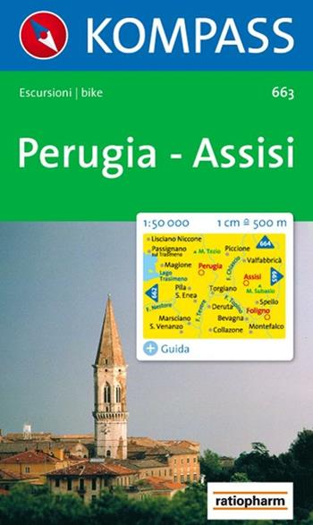 Carta escursionistica n. 663. Toscana, Umbria, Abruzzi. Perugia, Assisi 1:50.000  - Libro Kompass 2015 | Libraccio.it