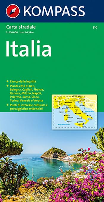 Carta stradale n. 310. Italia 1:650.000  - Libro Kompass 2017 | Libraccio.it
