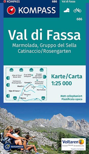 Carta escursionistica n. 686. Val di Fassa, Marmolada, Gruppo di Sella, 1:25.000  - Libro Kompass 2017 | Libraccio.it