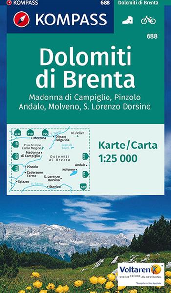 Carta escursionistica n. 688. Gruppo di Brenta, Madonna di Campiglio 1:25.000  - Libro Kompass 2017 | Libraccio.it