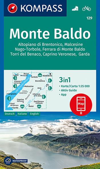 Carta escursionistica n. 129. Monte Baldo 1:25.000. Ediz. multilingue  - Libro Kompass 2018 | Libraccio.it