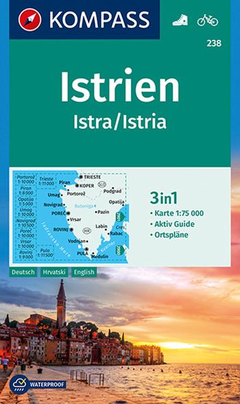 Carta escursionistica n. 238. Istrien 1:75.000. Ediz. tedesca, croata e inglese  - Libro Kompass 2018 | Libraccio.it