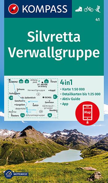 Carta escursionistica n. 41. Silvretta, Verwallgruppe 1:50.000  - Libro Kompass 2018 | Libraccio.it