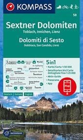 Carta escursionistica n. 58. Dolomiti di Sesto, Dobbiaco, San Candido, Lienz 1:50.000. Ediz .italiana, tedesca e inglese