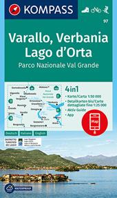 Carta escursionistica n. 97. Varallo, Verbania, Lago d'Orta, Parco Nazionale Val Grande 1:50.000. Ediz. italiana, tedesca e inglese