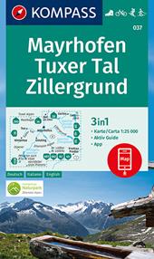 Carta escursionistica n. 037. Mayrhofen, Tuxer Tal, Zillergrund 1:25.000. Ediz. italiana, tedesca e inglese