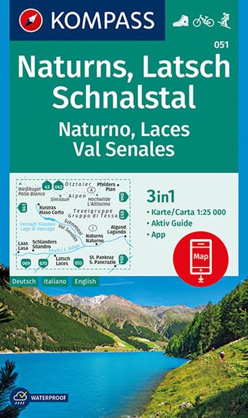 Carta escursionistica n. 051. Naturno, Val Senales 1:50.000  - Libro Kompass 2019 | Libraccio.it