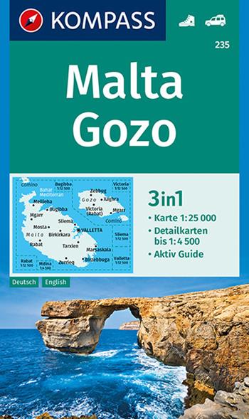 Carta escursionistica n. 235. Malta, Gozo 1:25.000. Ediz. tedesca e inglese  - Libro Kompass 2019 | Libraccio.it