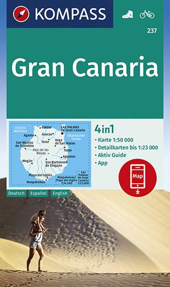 Carta escursionistica n. 237. Gran Canaria 1:50.000. Ediz. italiana, tedesca e inglese  - Libro Kompass 2019 | Libraccio.it