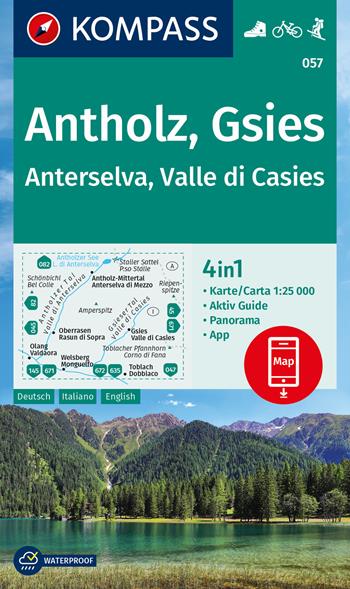 Anterselva, Valle di Casies. Ediz. italiana e tedesca. Con carta escursionistica  - Libro Kompass 2022 | Libraccio.it