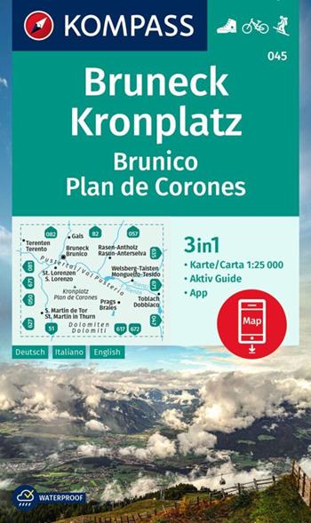 Carta escursionistica n. 045. Brunico, Plan de Corones. Ediz. multilingue  - Libro Kompass 2023 | Libraccio.it