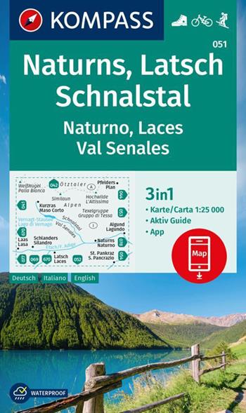 Carta escursionistica n. 051. Naturno, Laces, Val Senales. Ediz. multilingue  - Libro Kompass 2023 | Libraccio.it