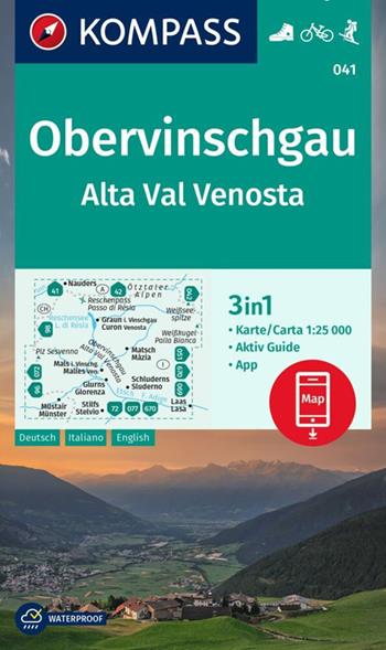 Carta escursionistica n. 041. Alta Val Venosta. Ediz. multilingue  - Libro Kompass 2023 | Libraccio.it