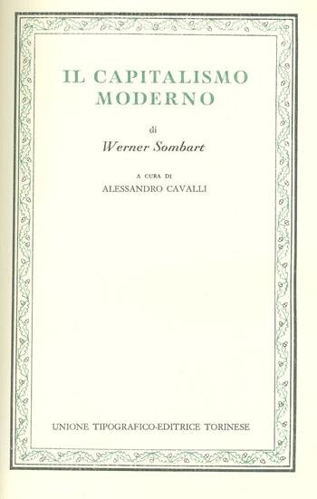 Il capitalismo moderno - Werner Sombart - Libro UTET 1978, Classici della sociologia | Libraccio.it