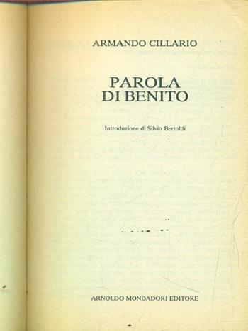 Parola di Benito - Armando Cillario - Libro Mondadori 1992, Oscar bestsellers saggi | Libraccio.it
