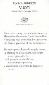Vuoti - Tony Harrison - Libro Einaudi 2008, Collezione di poesia | Libraccio.it